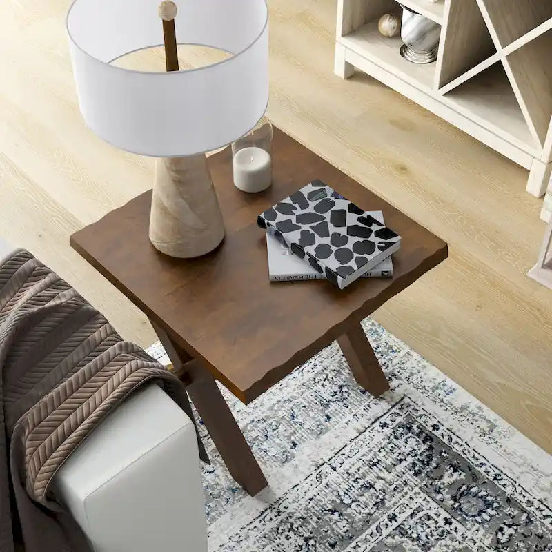 Mav Transitional Walnut 24-inch Solid Wood Side Table by Furniture of America