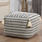 Ister Handmade Striped Cream/Black Pouf
