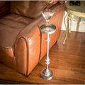 Glam Round Martini Pedestal SideTable, Antique Silver