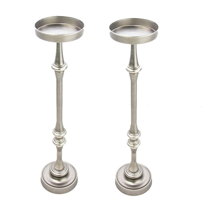 Glam Round Martini Pedestal SideTable, Antique Silver