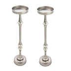 Glam Round Martini Pedestal SideTable, Antique Silver