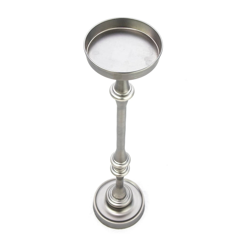 Glam Round Martini Pedestal SideTable, Antique Silver