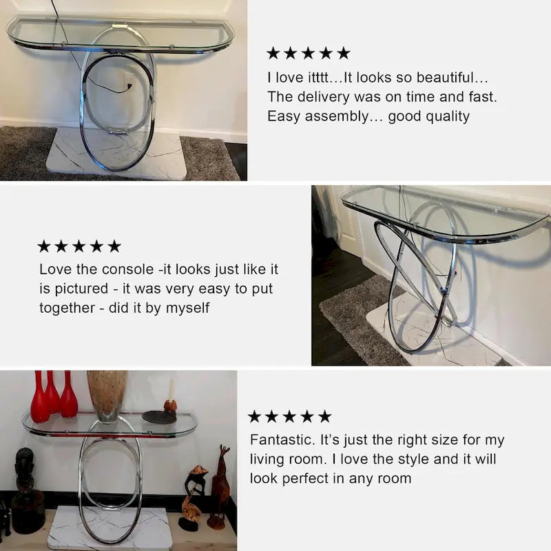 Myhozm 43.3 inches Console Table with Geometric Base, Modern Sofa Table for Entryway, Living Room