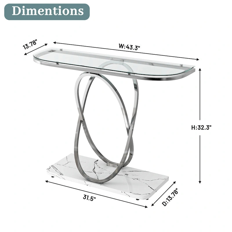 Myhozm 43.3 inches Console Table with Geometric Base, Modern Sofa Table for Entryway, Living Room