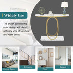 Myhozm 43.3 inches Console Table with Geometric Base, Modern Sofa Table for Entryway, Living Room