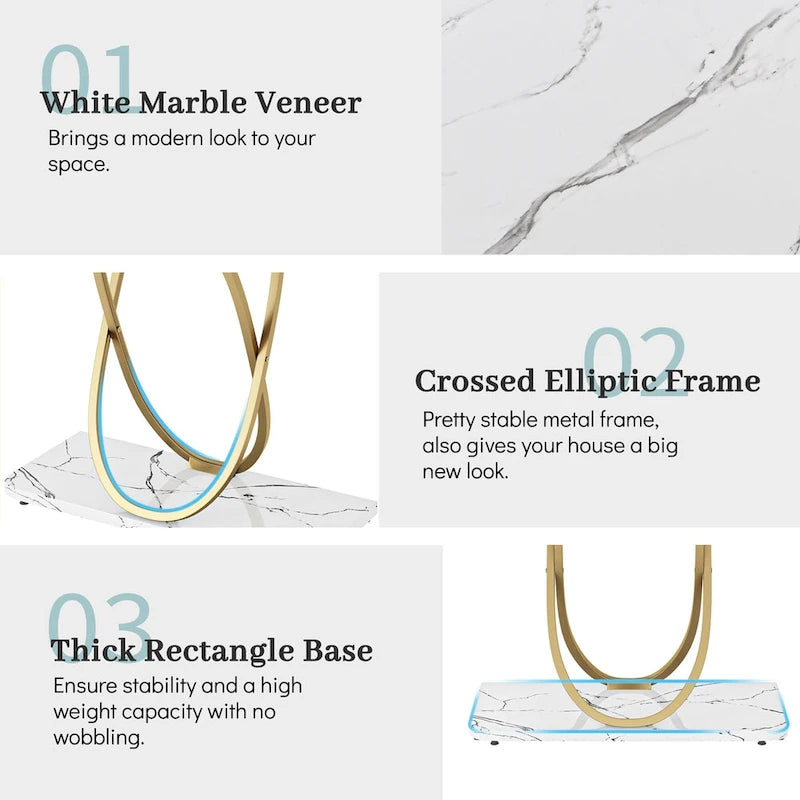 Myhozm 43.3 inches Console Table with Geometric Base, Modern Sofa Table for Entryway, Living Room