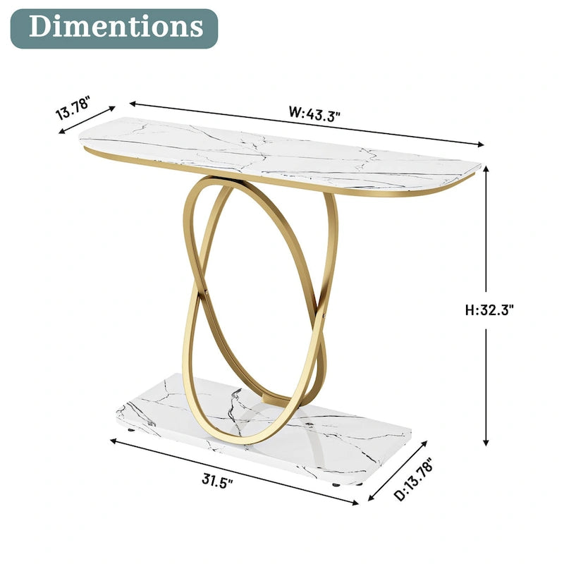 Myhozm 43.3 inches Console Table with Geometric Base, Modern Sofa Table for Entryway, Living Room