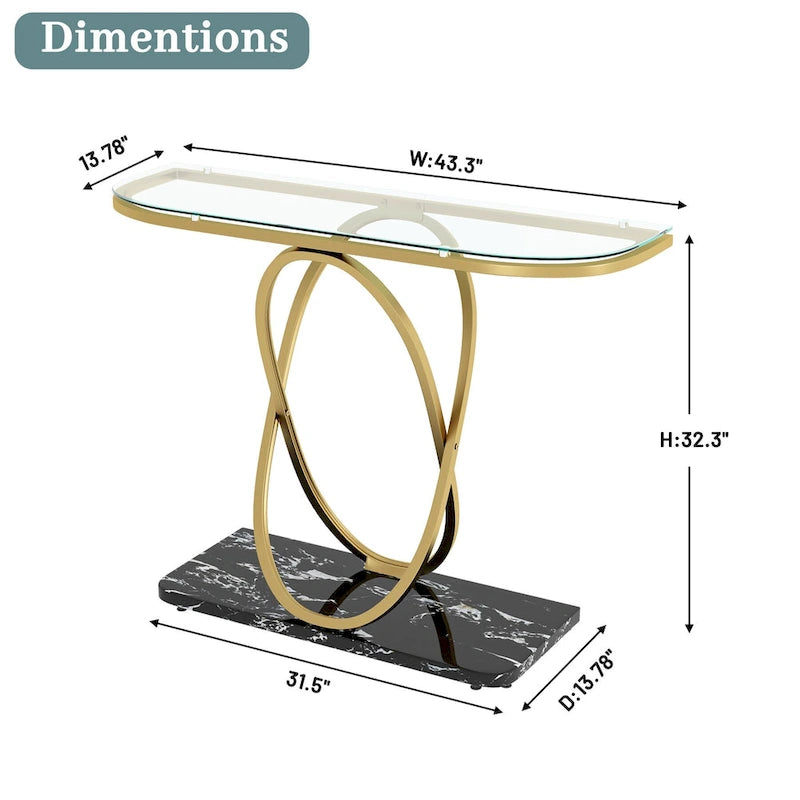 Myhozm 43.3 inches Console Table with Geometric Base, Modern Sofa Table for Entryway, Living Room