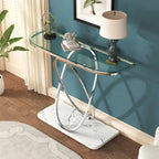 Myhozm 43.3 inches Console Table with Geometric Base, Modern Sofa Table for Entryway, Living Room