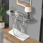 Myhozm 43.3 inches Console Table with Geometric Base, Modern Sofa Table for Entryway, Living Room