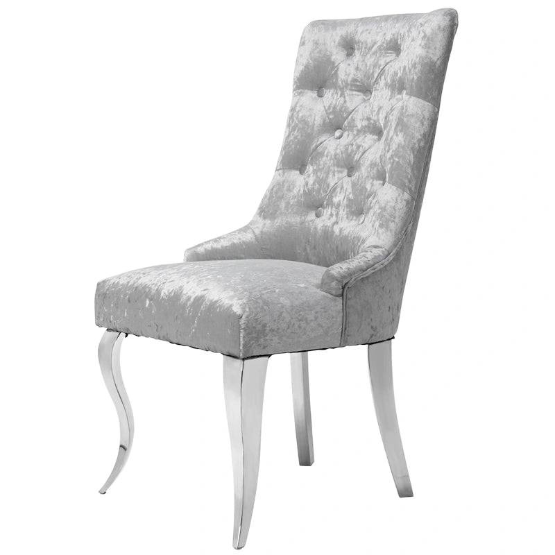 Ice Velvet Button Tufted Dining Chair High Wingback