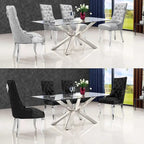 Ice Velvet Button Tufted Dining Chair High Wingback