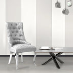 Ice Velvet Button Tufted Dining Chair High Wingback
