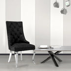 Ice Velvet Button Tufted Dining Chair High Wingback