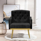 Velvet Accent Chair, Comfy Tufted Upholstered Armchair, Gold Legs - 28.7W