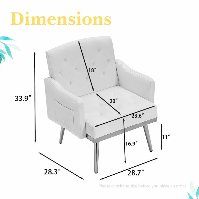 Velvet Accent Chair, Comfy Tufted Upholstered Armchair, Gold Legs - 28.7W