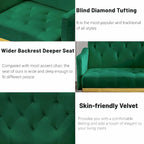 Velvet Accent Chair, Comfy Tufted Upholstered Armchair, Gold Legs - 28.7W