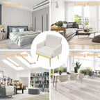 Velvet Accent Chair, Comfy Tufted Upholstered Armchair, Gold Legs - 28.7W