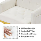 Velvet Accent Chair, Comfy Tufted Upholstered Armchair, Gold Legs - 28.7W