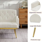 Velvet Accent Chair, Comfy Tufted Upholstered Armchair, Gold Legs - 28.7W