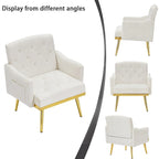 Velvet Accent Chair, Comfy Tufted Upholstered Armchair, Gold Legs - 28.7W