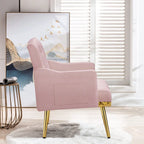 Velvet Accent Chair, Comfy Tufted Upholstered Armchair, Gold Legs - 28.7W