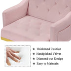 Velvet Accent Chair, Comfy Tufted Upholstered Armchair, Gold Legs - 28.7W