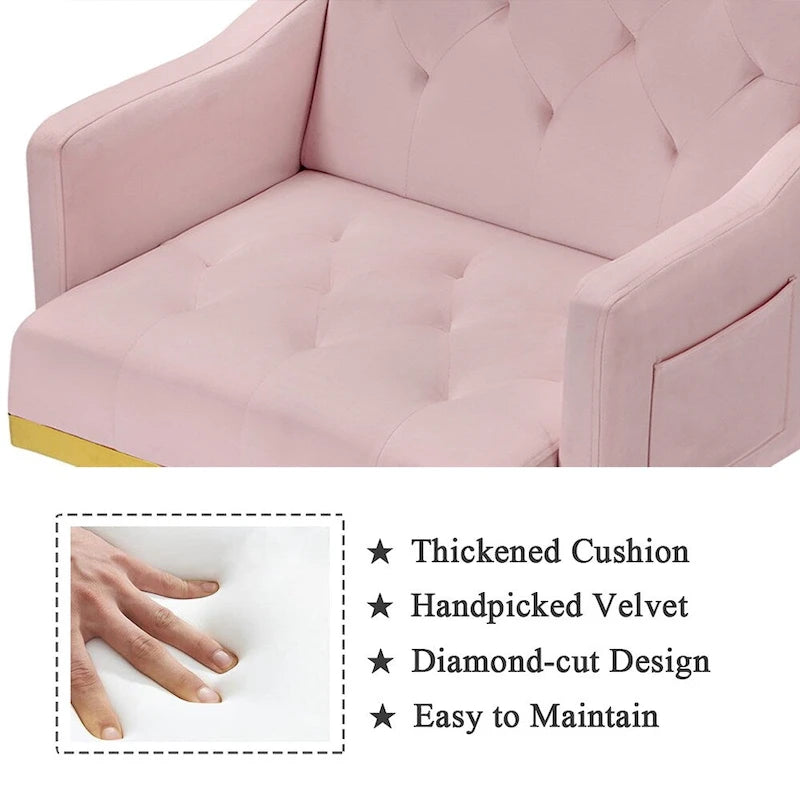 Velvet Accent Chair, Comfy Tufted Upholstered Armchair, Gold Legs - 28.7W