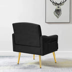 Velvet Accent Chair, Comfy Tufted Upholstered Armchair, Gold Legs - 28.7W