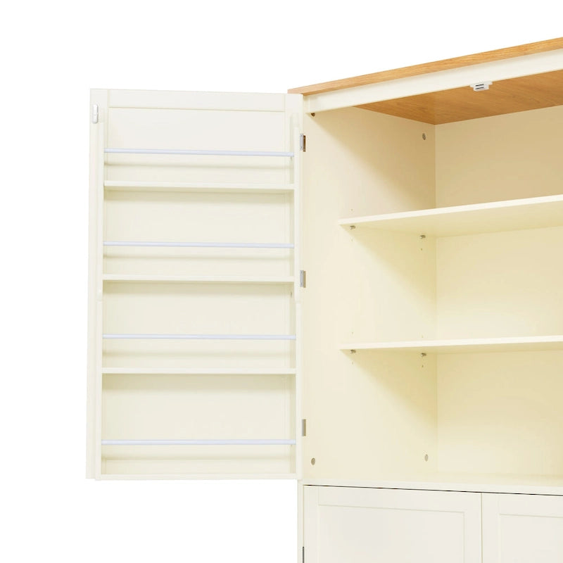 40.2x20x71.3 High Freestanding Kitchen Pantry Large Cupboard Storage Cabinet with 2 Drawers 2 Adjustable Shelves 8 Door Shelves