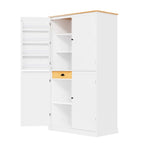 40.2x20x71.3 High Freestanding Kitchen Pantry Large Cupboard Storage Cabinet with 2 Drawers 2 Adjustable Shelves 8 Door Shelves