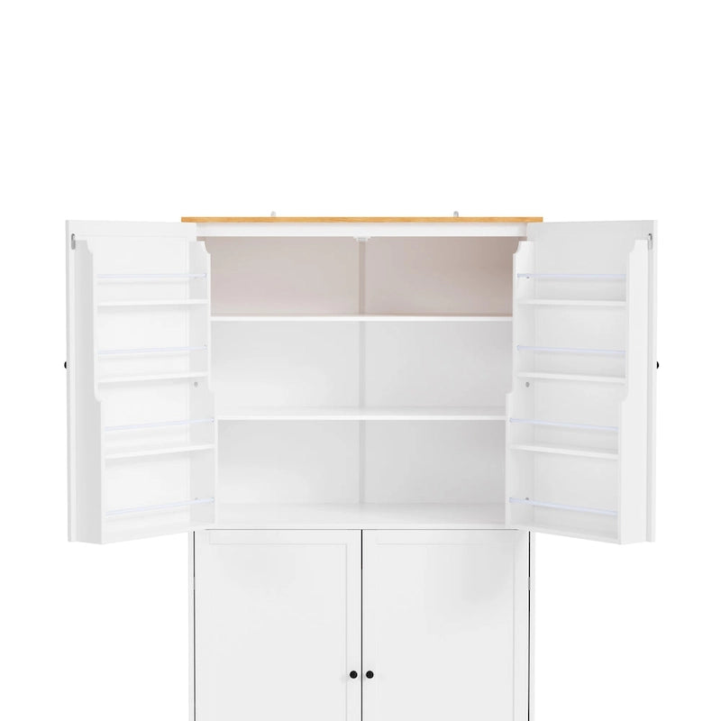 40.2x20x71.3 High Freestanding Kitchen Pantry Large Cupboard Storage Cabinet with 2 Drawers 2 Adjustable Shelves 8 Door Shelves