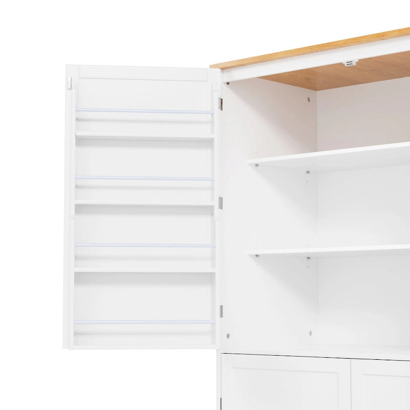 40.2x20x71.3 High Freestanding Kitchen Pantry Large Cupboard Storage Cabinet with 2 Drawers 2 Adjustable Shelves 8 Door Shelves
