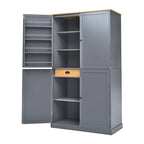 40.2x20x71.3 High Freestanding Kitchen Pantry Large Cupboard Storage Cabinet with 2 Drawers 2 Adjustable Shelves 8 Door Shelves