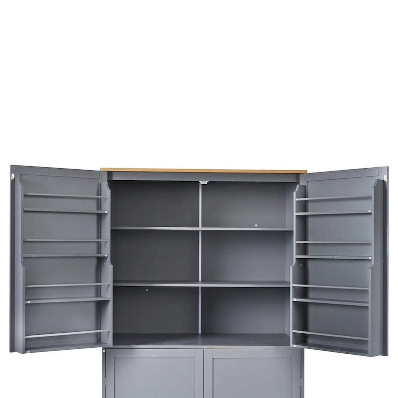 40.2x20x71.3 High Freestanding Kitchen Pantry Large Cupboard Storage Cabinet with 2 Drawers 2 Adjustable Shelves 8 Door Shelves