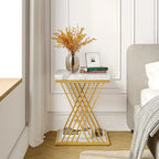 Modern White Gold Side Table Square End Table