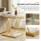 Modern White Gold Side Table Square End Table