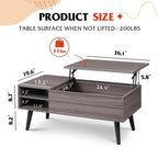 Lift Top Coffee Table with Storage for Living Room - 39.37D x 19.69W x 16.93H
