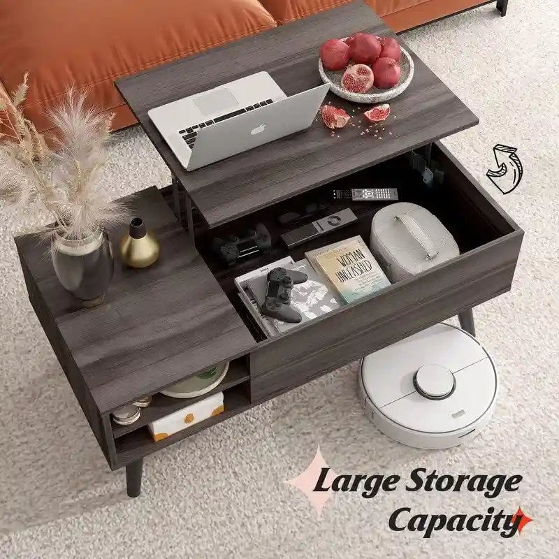 Lift Top Coffee Table with Storage for Living Room - 39.37D x 19.69W x 16.93H