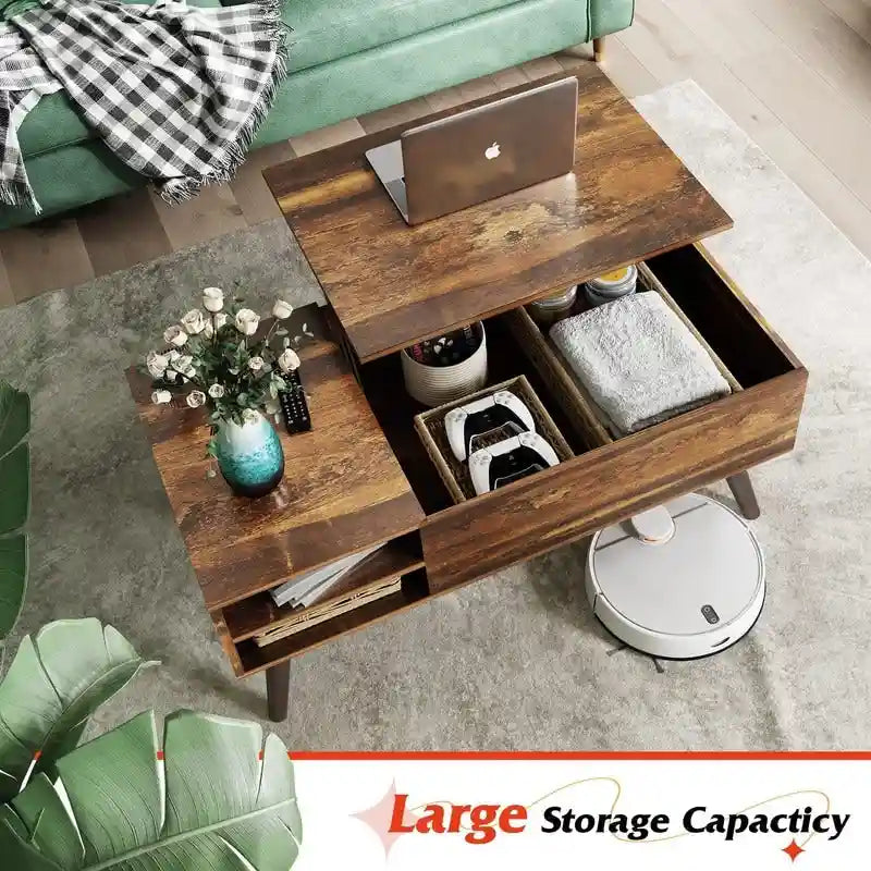 Lift Top Coffee Table with Storage for Living Room - 39.37D x 19.69W x 16.93H