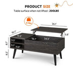 Lift Top Coffee Table with Storage for Living Room - 39.37D x 19.69W x 16.93H