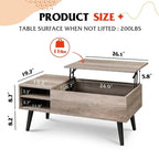 Lift Top Coffee Table with Storage for Living Room - 39.37D x 19.69W x 16.93H
