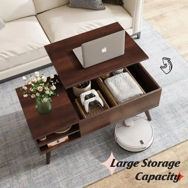 Lift Top Coffee Table with Storage for Living Room - 39.37D x 19.69W x 16.93H