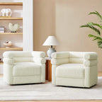 Rosa Modern Boucle Swivel Chair with Pillow Set of 2 by HULALA HOME