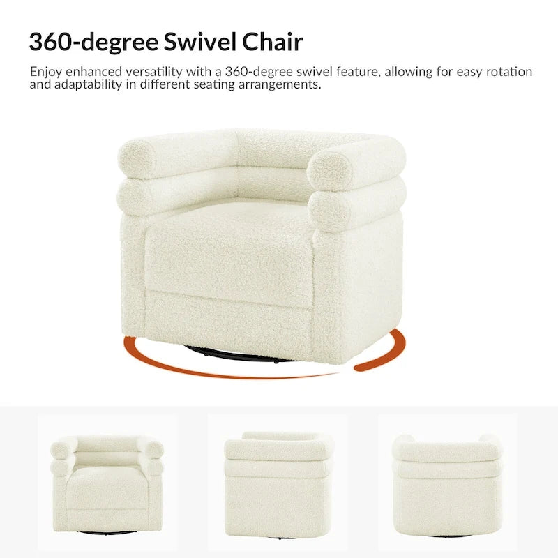 Rosa Modern Boucle Swivel Chair with Pillow Set of 2 by HULALA HOME