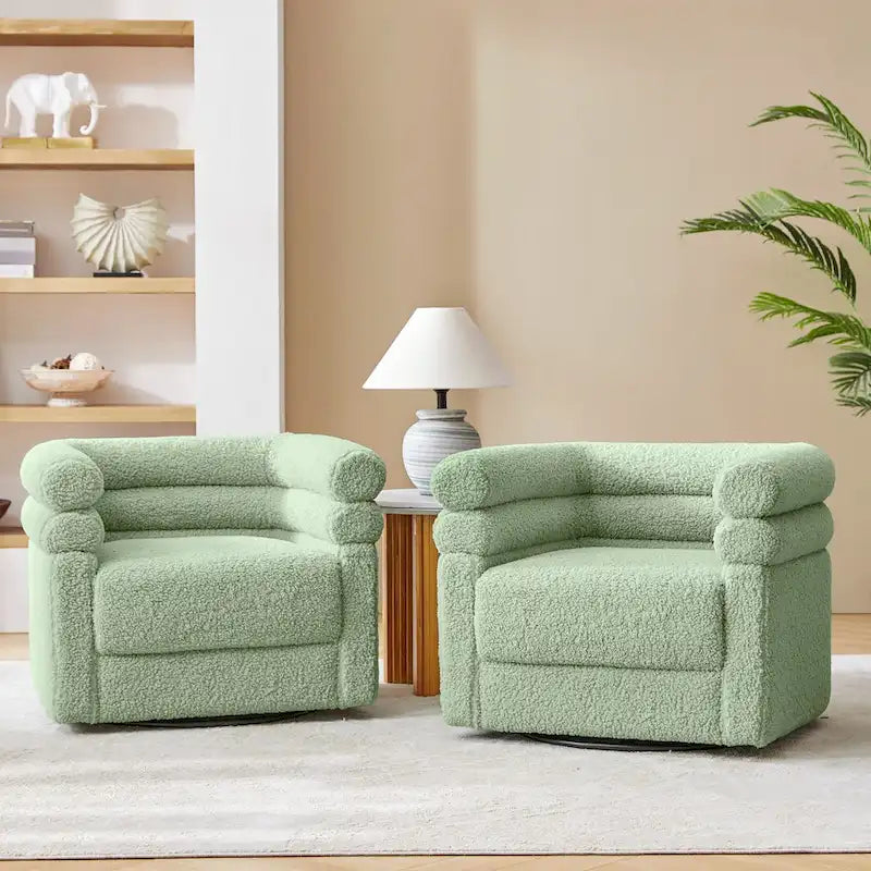 Rosa Modern Boucle Swivel Chair with Pillow Set of 2 by HULALA HOME