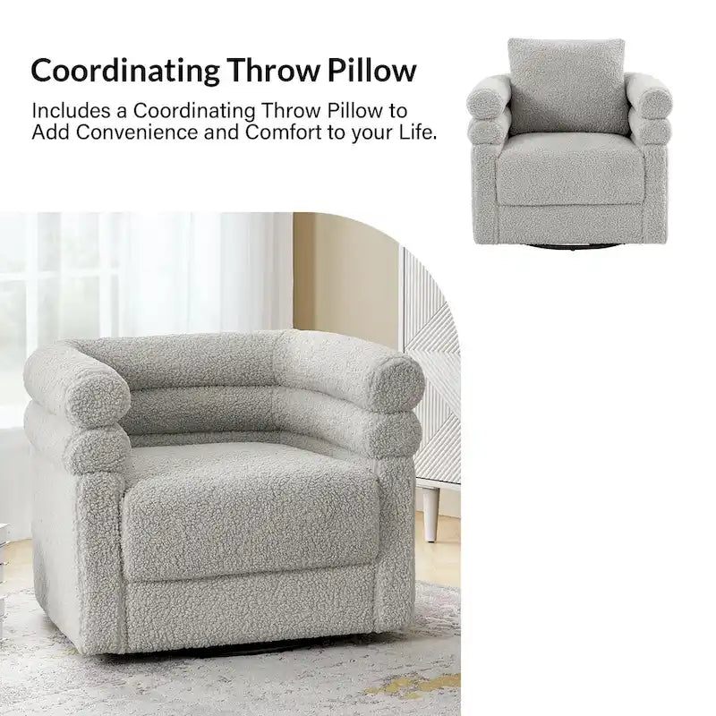 Rosa Modern Boucle Swivel Chair with Pillow Set of 2 by HULALA HOME