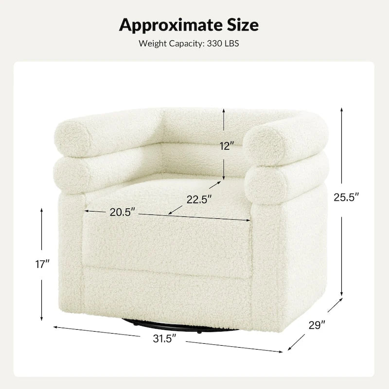 Rosa Modern Boucle Swivel Chair with Pillow Set of 2 by HULALA HOME