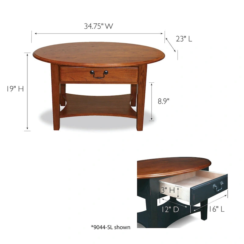Leick Home One Drawer Oval Coffee Table with Shelf