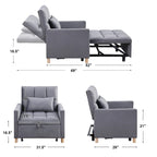 3-in-1 Convertible Sleeper Sofa Lounge Chair Bed, Black